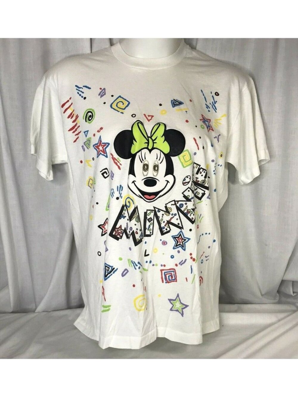Minnie Mouse T Shirt Lenticular Eyes Single Stitch Plastic Design Screen Stars